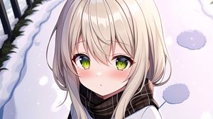 Preview wallpaper girl, snow, winter, anime, art