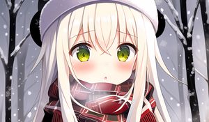 Preview wallpaper girl, snowman, snow, winter, anime