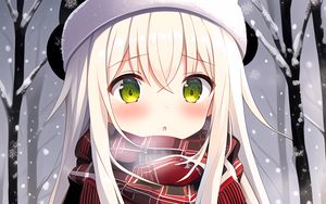 Preview wallpaper girl, snowman, snow, winter, anime