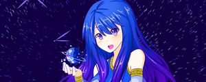 Preview wallpaper girl, space, anime, moon, planet
