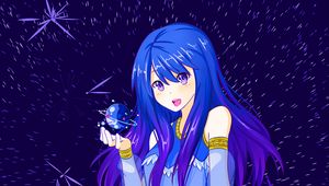 Preview wallpaper girl, space, anime, moon, planet