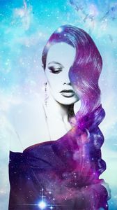 Preview wallpaper girl, space, photomanipulation, galaxy