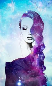 Preview wallpaper girl, space, photomanipulation, galaxy