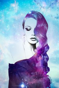 Preview wallpaper girl, space, photomanipulation, galaxy