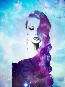 Preview wallpaper girl, space, photomanipulation, galaxy