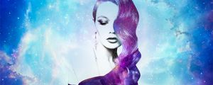 Preview wallpaper girl, space, photomanipulation, galaxy