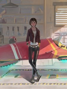 Preview wallpaper girl, spaceship, fantasy, anime