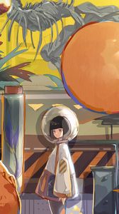 Preview wallpaper girl, spacesuit, anime, art