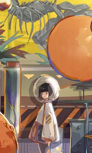 Preview wallpaper girl, spacesuit, anime, art