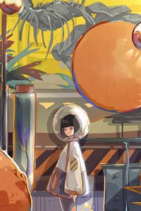 Preview wallpaper girl, spacesuit, anime, art