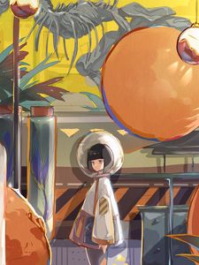 Preview wallpaper girl, spacesuit, anime, art