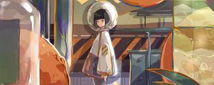 Preview wallpaper girl, spacesuit, anime, art