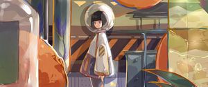 Preview wallpaper girl, spacesuit, anime, art