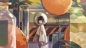 Preview wallpaper girl, spacesuit, anime, art