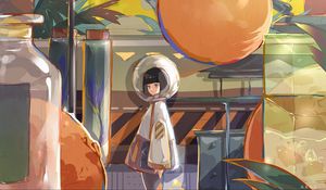 Preview wallpaper girl, spacesuit, anime, art