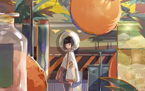 Preview wallpaper girl, spacesuit, anime, art