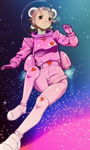 Preview wallpaper girl, spacesuit, stars, space, anime