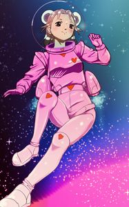 Preview wallpaper girl, spacesuit, stars, space, anime