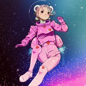 Preview wallpaper girl, spacesuit, stars, space, anime