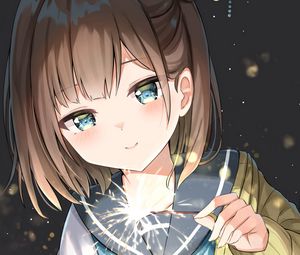 Preview wallpaper girl, sparkler, sparks, glance, anime