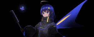 Preview wallpaper girl, staff, anime, art, blue, dark