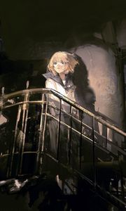 Preview wallpaper girl, stairs, anime, art