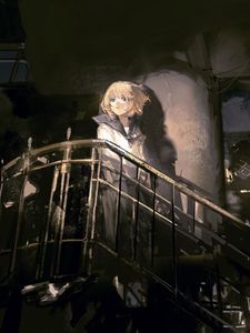 Preview wallpaper girl, stairs, anime, art