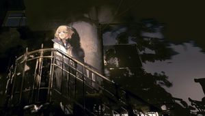 Preview wallpaper girl, stairs, anime, art