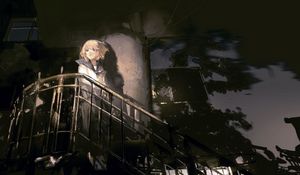 Preview wallpaper girl, stairs, anime, art