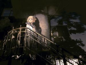 Preview wallpaper girl, stairs, anime, art