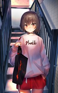 Preview wallpaper girl, stairs, anime