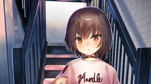 Preview wallpaper girl, stairs, anime