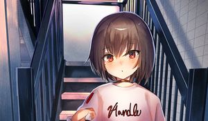 Preview wallpaper girl, stairs, anime