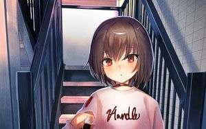 Preview wallpaper girl, stairs, anime