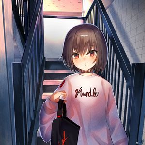 Preview wallpaper girl, stairs, anime