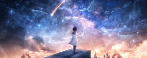 Preview wallpaper girl, starfall, space