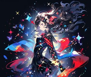 Preview wallpaper girl, stars, dance, movement, anime