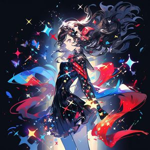 Preview wallpaper girl, stars, dance, movement, anime