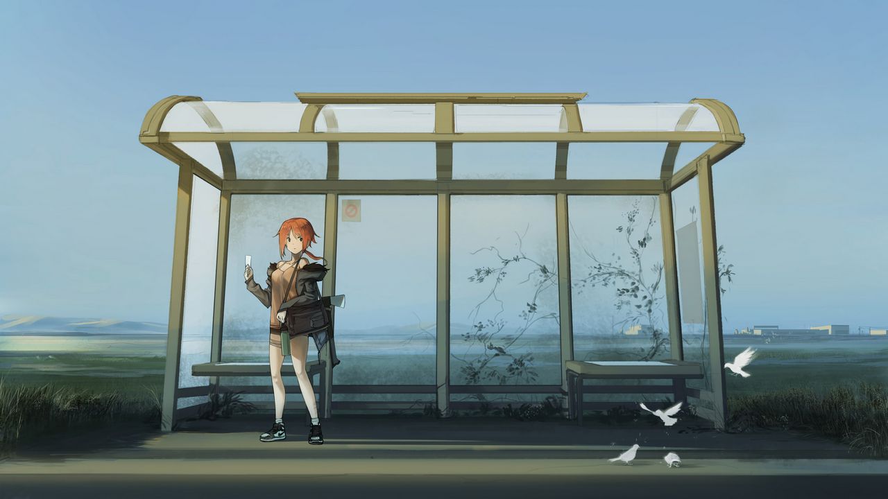 Wallpaper girl, stop, anime