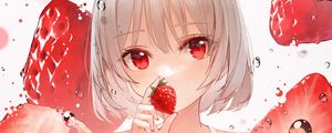 Preview wallpaper girl, strawberry, bubbles, anime