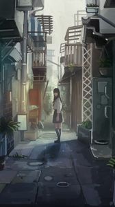 Preview wallpaper girl, street, anime, art