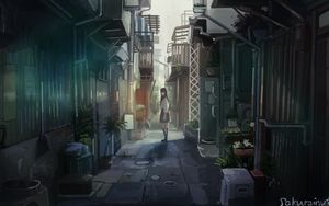 Preview wallpaper girl, street, anime, art