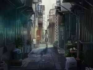 Preview wallpaper girl, street, anime, art