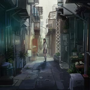 Preview wallpaper girl, street, anime, art