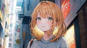Preview wallpaper girl, street, city, anime, art