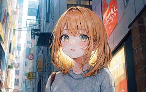 Preview wallpaper girl, street, city, anime, art