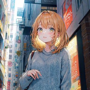 Preview wallpaper girl, street, city, anime, art
