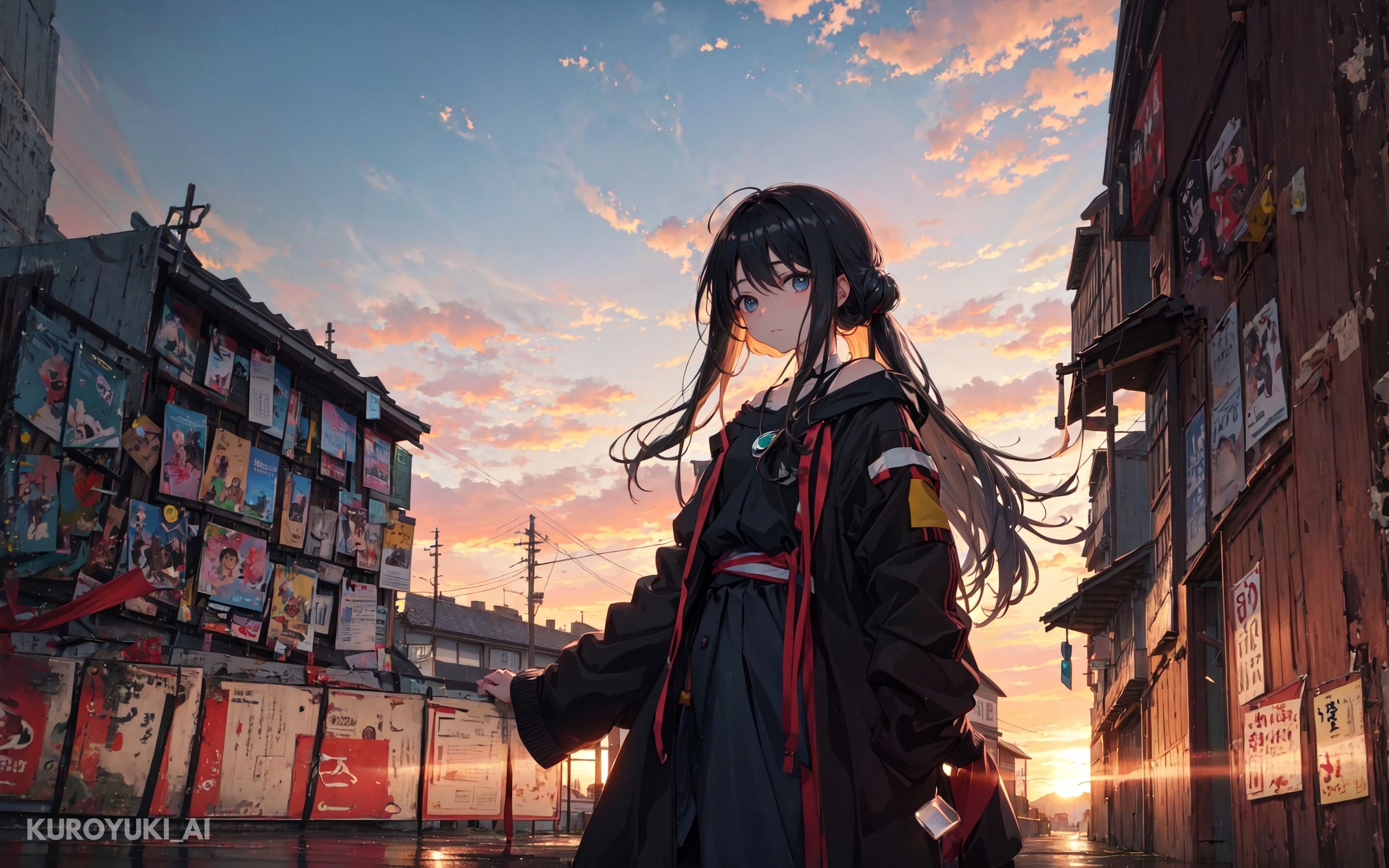 Download wallpaper 2560x1600 girl, street, clouds, dawn, anime ...