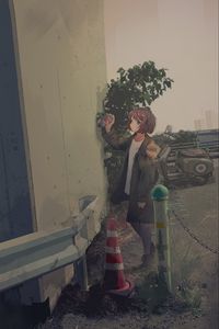 Preview wallpaper girl, street, graffiti, anime, art