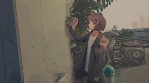 Preview wallpaper girl, street, graffiti, anime, art